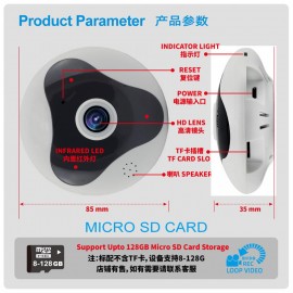 360-degree 3D panoramic VR wireless WiFi mobile phone directly connected to remote monitoring head voice intercom watch camera 8G high-speed memory card