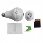 Wireless Wi-Fi Light Bulb Camera IP 360 Degrees Panoramic Lens with TF Card