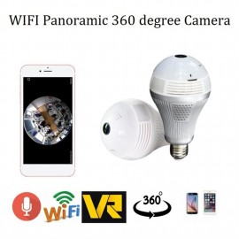 Wireless Wi-Fi Light Bulb Camera IP 360 Degrees Panoramic Lens with TF Card