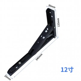 Left steel triangle bracket stainless steel movable bracket folding wall partition bracket bracket spring folding bracket black folding bracket 12 inches