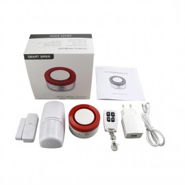 Graffiti smart gateway sound and light alarm WIFI alarm three in one smart home security system white