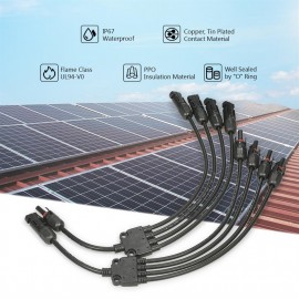1 Pair Y Branch MC4 Connector Solar Panel Adaptor Cable Connectors M/FFF and F/MMM for PV System