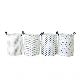 Leather handle laundry basket foldable waterproof cotton linen laundry basket 0820 stars