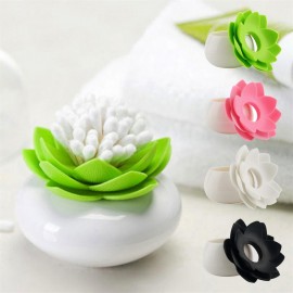 Lotus Flower Cotton Bud Holder Toothpick Case Cotton Swab Box Vase Decor