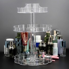 Transparent 360°Rotating Makeup Organizer Case Cosmetic Jewelry Storage Holder