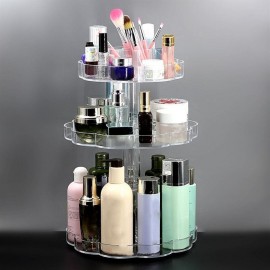 Transparent 360°Rotating Makeup Organizer Case Cosmetic Jewelry Storage Holder
