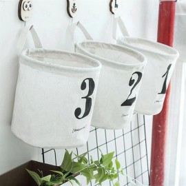 Cotton Linen Storage Bag With Number Waterproof Household Storage Basket