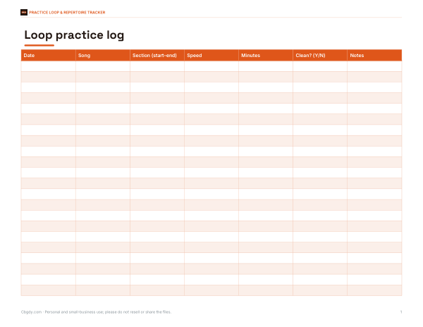 Preview of Printable Loop Practice Log